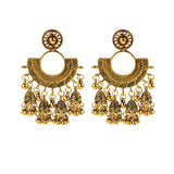 Gold Indian Large Jhumka Round Earrings Pair