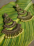 Gold Indian Large Three Tier Drop Earrings Pair