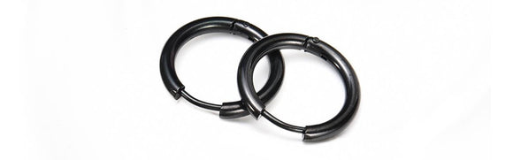 Titanium Black Hoops Pair, 10mm, 12mm, 15mm, Titanium Hoops