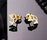 Titanium Gold Dolphin Stud Earrings