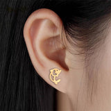 Titanium Gold Dolphin Stud Earrings