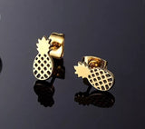 Titanium Gold Pineapple Stud Earrings