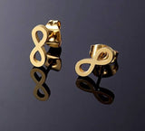 Titanium Gold Infinity Stud Earrings