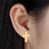 Titanium Gold Cross Stud Earrings