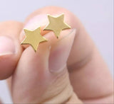 Titanium Gold Star Stud Earrings