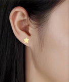 Titanium Gold Star Stud Earrings