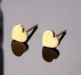 Titanium Gold Heart Stud Earrings