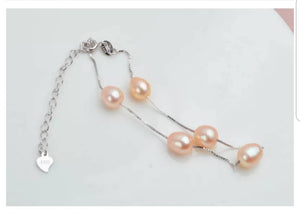 Pink Natural Freshwater 7mm Pearls Bracelet