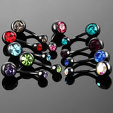 Titanium Black Crystals Belly Button Ring Piercings