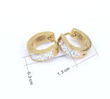 Titanium Gold Snap Back Rainbow Crystals Hoop Earring Pair