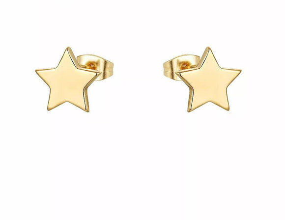 Titanium Gold Star Stud Earrings