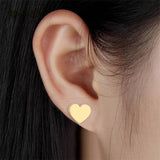 Titanium Gold Heart Stud Earrings