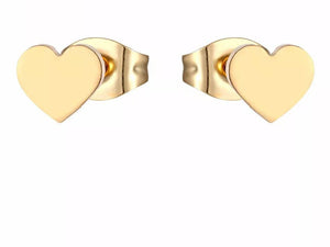 Titanium Gold Heart Stud Earrings