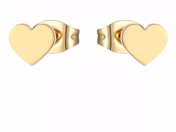 Titanium Gold Heart Stud Earrings