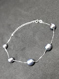 Blue Black Natural Freshwater 7mm Pearls Bracelet