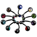 Titanium Black Crystals Belly Button Ring Piercings