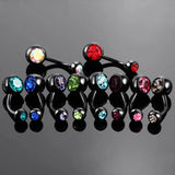 Titanium Black Crystals Belly Button Ring Piercings