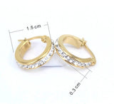 Titanium Gold Crystals Snap Back Hoop Earring Pair