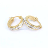 Titanium Gold Crystals Snap Back Hoop Earring Pair