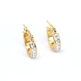 Titanium Gold Crystals Snap Back Hoop Earring Pair