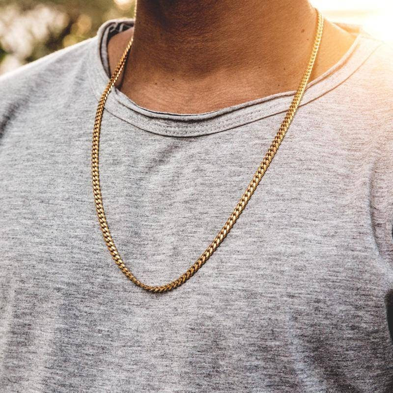 18k Gold Titanium orders Chain, 18k gold chains, waterproof, gold chains, box link chain, box clasp, cuban link chain, 7mm gold cuban chain, chains