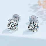 Diamond Stud Earrings 1ct Diamond Earrings, Diamonds set in Silver