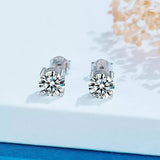 Diamond Stud Earrings 1ct Diamond Earrings, Diamonds set in Silver