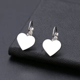 Titanium Silver Hoops Pair, Hypoallergenic, Sleeper, Heart Earrings