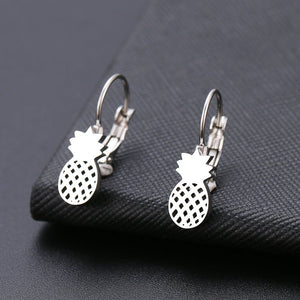 Titanium Silver Hoops Pair, Hypoallergenic, Sleeper, Pineapple Earrings