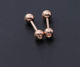 Titanium Rose Gold Earrings, Ball Back Screw on Studs Pair, Hypoallergenic