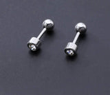 Titanium Silver Earrings, Ball Back Screw on Studs Pair, Hypoallergenic