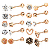 Titanium Rose Gold Earrings, Ball Back Screw on Studs Pair, Hypoallergenic