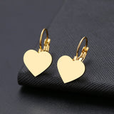 Titanium Silver Hoops Pair, Hypoallergenic, Sleeper, Heart Earrings