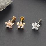 Silver Stud Earrings, Titanium, Minimalist Silver Crystal Screw Studs 1PC