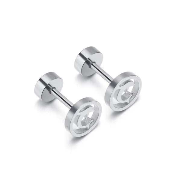 Titanium Silver Earrings Screw Back Studs Pair, Hypoallergenic