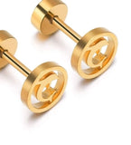 Titanium Gold Earrings Screw Back Studs Pair, Hypoallergenic Minimalist