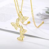 Crystal Butterfly Necklace, Titanium Chain, Gold Chain, Butterfly Gold Chain