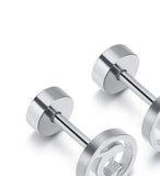 Titanium Silver Earrings Screw Back Studs Pair, Hypoallergenic