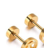 Titanium Gold Earrings Screw Back Studs Pair, Hypoallergenic Minimalist