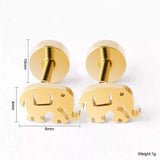 Titanium Gold Elephant Circle Back Screw on Studs Pair