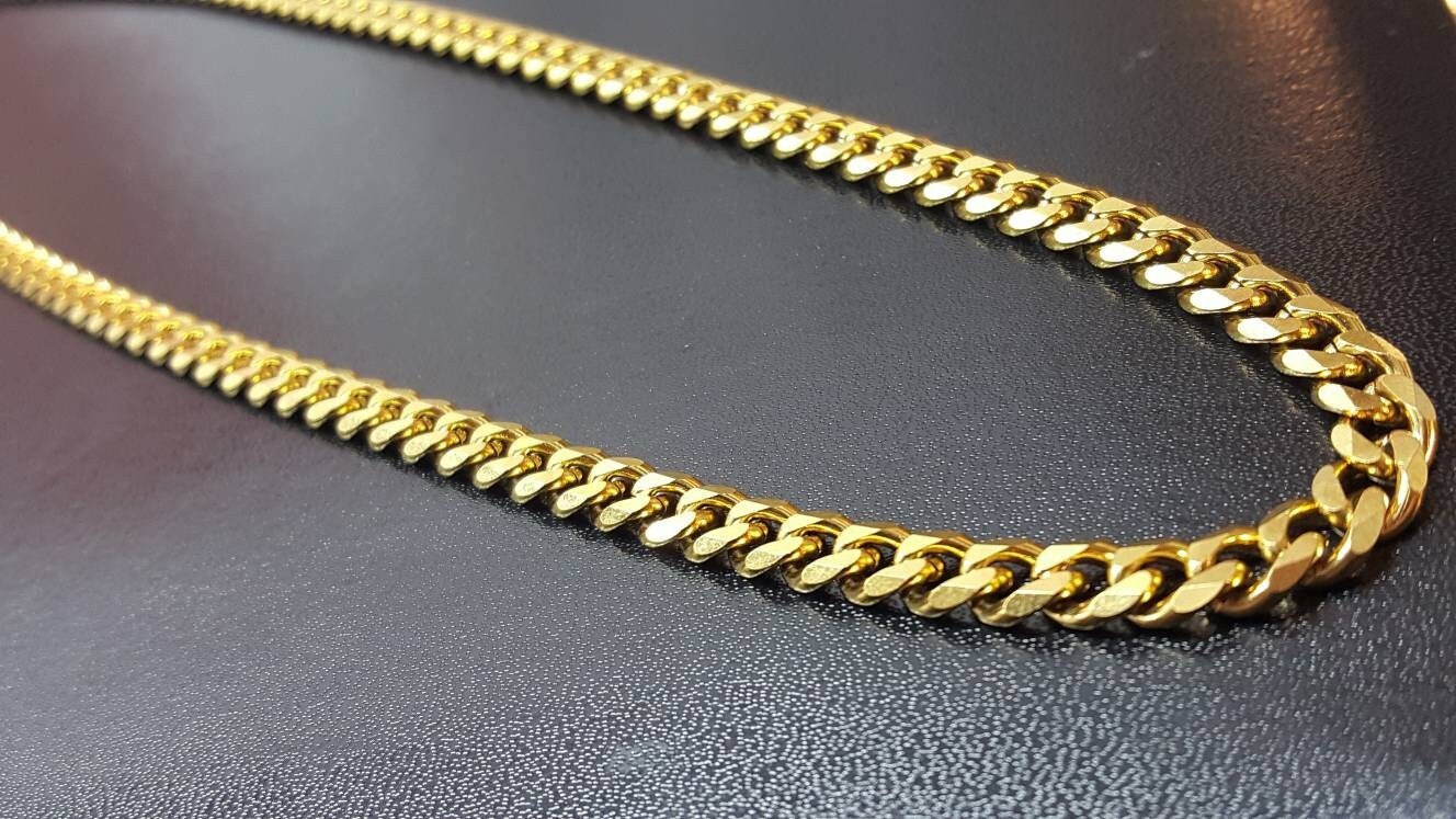 18k Gold Titanium orders Chain, 18k gold chains, waterproof, gold chains, box link chain, box clasp, cuban link chain, 7mm gold cuban chain, chains