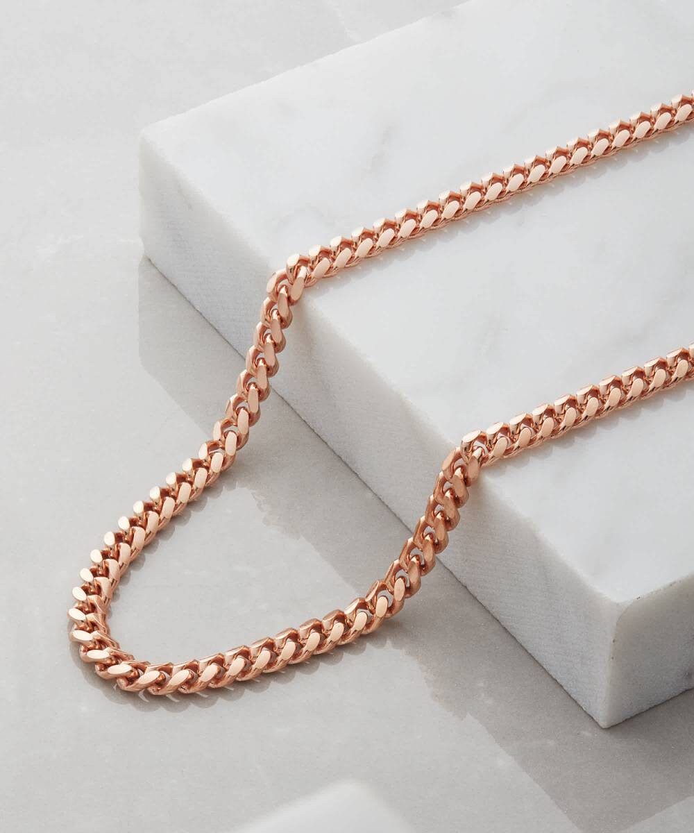 Gold Cuban Chain 18k Rose Gold Chain Necklace 18k Rose Gold