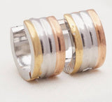 Titanium Tri Colour Snap Back Hoop Earring Pair, Hypoallergenic