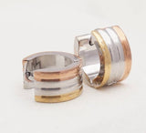 Titanium Tri Colour Snap Back Hoop Earring Pair, Hypoallergenic