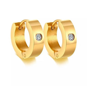 Titanium Gold Snap Back Hoop Earring Pair, Hypoallergenic