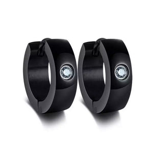 Titanium Black Snap Back Hoop Earring Pair, Hypoallergenic