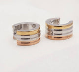 Titanium Tri Colour Snap Back Hoop Earring Pair, Hypoallergenic