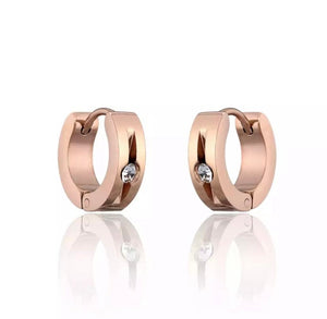 Titanium Rose Gold Snap Back Hoop Earring Pair, Hypoallergenic