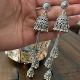 Indian Earrings, Long Hanging Jhumka Earrings, Indian Jewelry