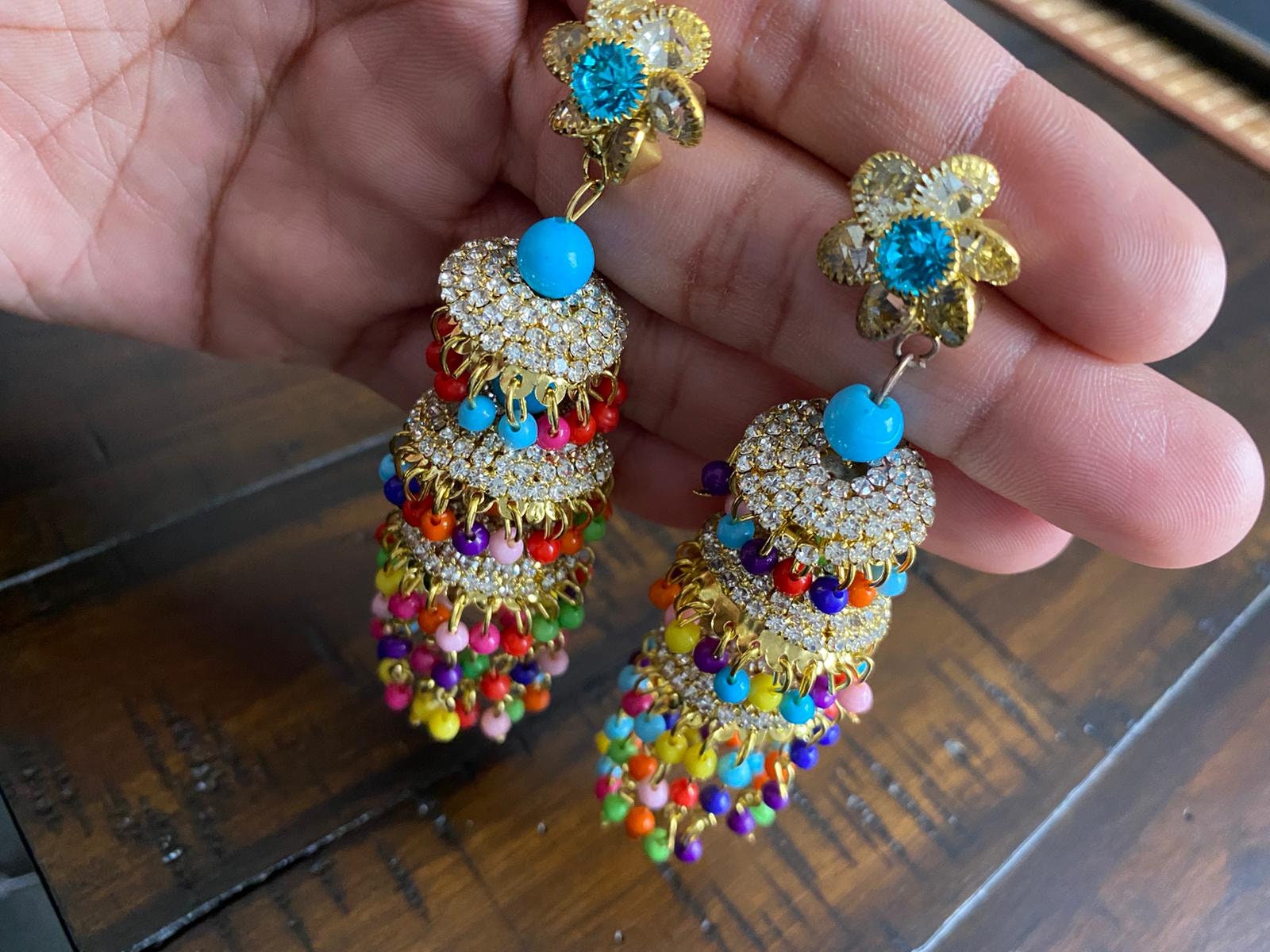 Oxidized Silver Plated Flower Design hook drop Jhumka Jhumki Earrings  Jewelry #F | eBay